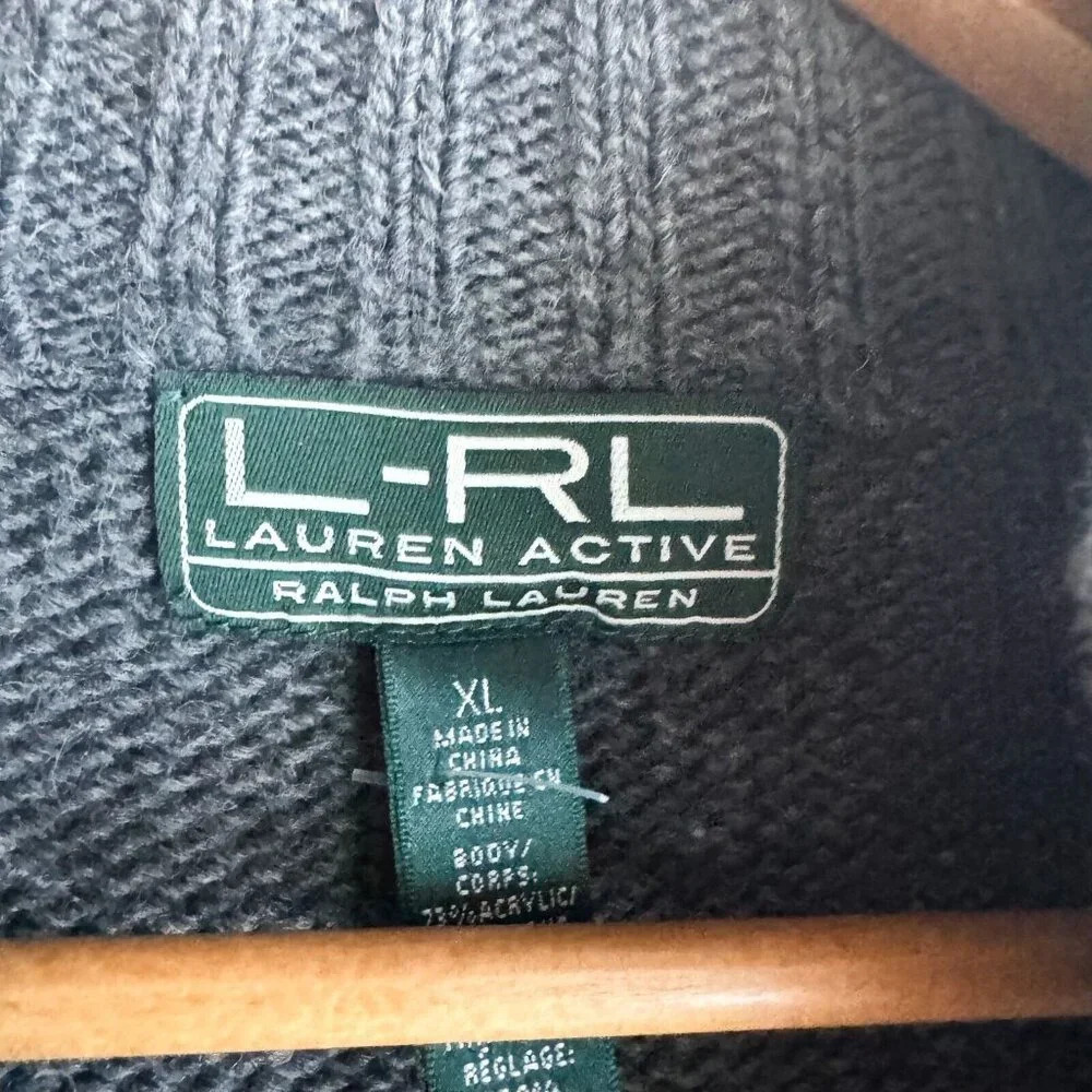 Ralph Lauren Active Wool Blend Zip up Cardigan w Hood  XL - Picture 4 of 5